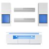 ON-TREND Stylish Functional TV stand, 5 Pieces Floating TV Stand Set, High Gloss Wall Mounted Entertainment Center with 16-color LED Light Strips for