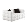 62.2length ,35.83" deepth ,human body structure for USA people, marshmallow sofa,boucle sofa ,White color,3 seater