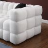 62.2length ,35.83" deepth ,human body structure for USA people, marshmallow sofa,boucle sofa ,White color,3 seater
