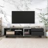 Modern TV Stand for 80'' TV with Double Storage Space, Media Console Table, Entertainment Center with Drop Down Door for Living Room, Bedroom, Home Th