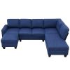 104.3*78.7" Modern L-shaped Sectional Sofa,7-seat Linen Fabric Couch Set with Chaise Lounge and Convertible Ottoman for Living Room,Apartment,Office,3