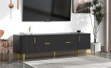 U-Can Modern TV Stand with 5 Champagne Legs - Durable, Stylish and Spacious, TVs Up to 75''