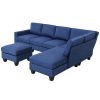 104.3*78.7" Modern L-shaped Sectional Sofa,7-seat Linen Fabric Couch Set with Chaise Lounge and Convertible Ottoman for Living Room,Apartment,Office,3