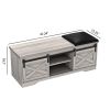 WESOME 47 Inch Modern Farmhouse Sliding X Barn Door Litterbox Bench with Entry Cutout;  Shoe Bench Multi-color Option