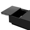 ON-TREND Multifunctional Coffee Table with 2 large Hidden Storage Compartment, Extendable Cocktail Table with 2 Drawers, High-gloss Center Table with