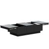 ON-TREND Multifunctional Coffee Table with 2 large Hidden Storage Compartment, Extendable Cocktail Table with 2 Drawers, High-gloss Center Table with
