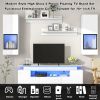 ON-TREND Stylish Functional TV stand, 5 Pieces Floating TV Stand Set, High Gloss Wall Mounted Entertainment Center with 16-color LED Light Strips for