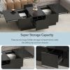 ON-TREND Multifunctional Coffee Table with 2 large Hidden Storage Compartment, Extendable Cocktail Table with 2 Drawers, High-gloss Center Table with